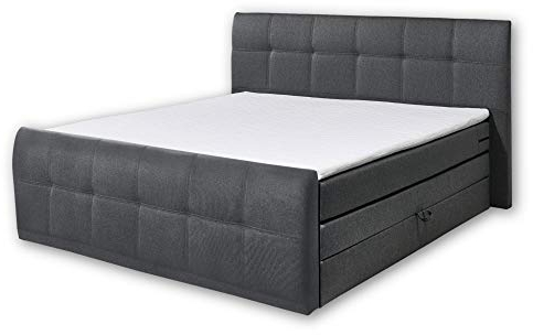 Stella Trading SACRAMENTO B1 Boxspringbett 180x200 mit Bettkasten, Anthrazit - Bequemes Doppelbett mit Bonell-Federkern Matratze H2 & Komfortschaum Topper - 200 x 114 x 220 cm (B/H/T)