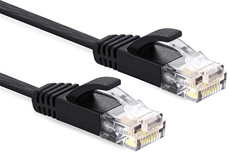 VOSGA Cat6 Ethernet Cable - 25M/80 ft, Flat Black Gigabit Network Cable with RJ45 Connectors
