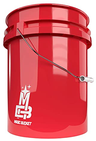 Cubo rojo de 5 galones (aprox. 19 litros), cubo de lavado para coche, color rojo