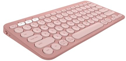 Logitech Pebble Keys 2 K380s Teclado Bluetooth Multidispositivo, Accesos Directos, Estilizado y Portátil, Easy-Switch, Windows, macOS, iPadOS, Android, ChromeOS, Disposición QWERTY Españo, Rosa