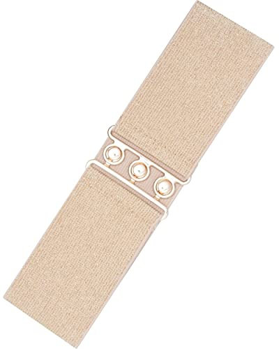 Ro Rox Retro Vintage-Stil Elastischer Weiter Gurt Gürtel - DE 32-36 (Gold, Small)