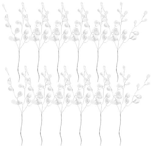 TOYANDONA 50 Stems Artificial Flower Stems with Crystal Acrylic Beads Drop for DIY Bridal Pearl Bouquets Garlands Wedding Party Christmas Tree Decorations 16cm (White)