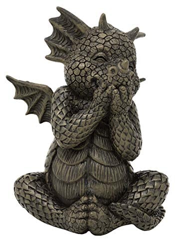 Gartendrache Lacht Sich ins Fäustchen klein - Glücksdrache Garten Figur Drache Fantasy