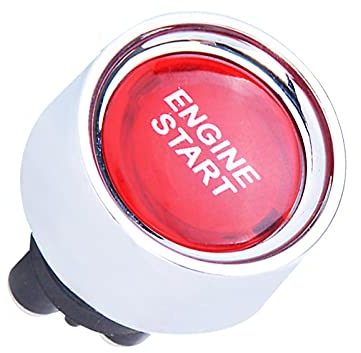 RUIZHI 12V/DC LED Botón de arranque del motor 50A 3-PINS Arrancador de encendido Universal Push Start Interruptor de encendido Apagado-(ENCENDIDO) Interruptor momentáneo para vehículo Coche (Rojo)
