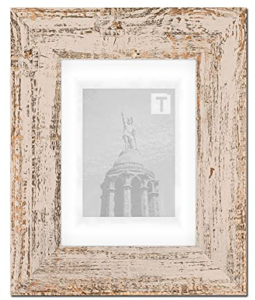 Landhaus-Bilderrahmen Adele Beige 50 x 70 cm Echtglas Antireflex 2mm Landhaus verwittert Haptik