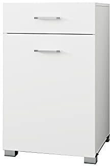 ML-Design Meuble Bas de Salle de Bain, Blanc, 50 x 78,5 x 45 cm, avec 1 Tiroir et 1 Panier à Linge, MDF Mélaminé, Armoire Toilette Bac Corbeille à Linge, Matériel de Montage Inclus, Design Moderne