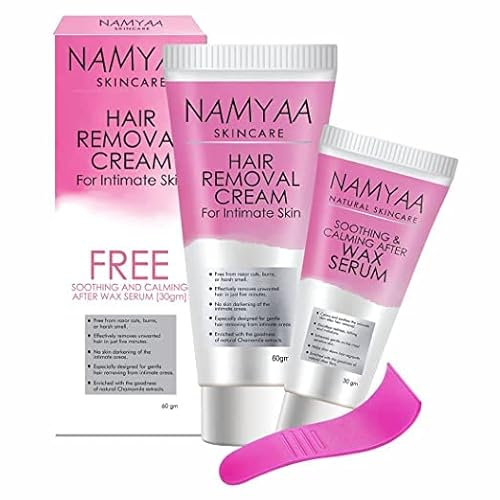 Avoka Naturals Namyaa Haarentfernungscreme für intime Haut mit After Wax beruhigendem Serum, 60 g