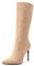 Aachcol Donna Metà polpaccio Stivali Spillo Alto High Tacco Heel Chiusa a Punta Cerniera Classico 10 CM Beige Scamosciato 40 EU