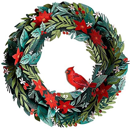 Lovepop® Papier-Türkranz zu Weihnachten | Weihnachtskranz, weihnachtliche Deko für die Weihnachtszeit, 3D-Papierkranz, einzigartige Christmas Dekoration für die Tür aus Papier, Happy Holidays
