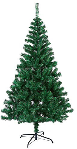 GREATOYAR Albero di Natale, albero di Natale artificiale, materiale PVC, decorazione per la casa, con supporto in metallo, facile da montare, 293 suggerimenti, altezza 150 cm, verde