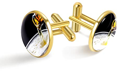 Personalisierte Gold Manschettenknöpfe für Smoking Shirt Gießen Bier, 20mm*20mm, Edelstahl, Künstlicher Quarz