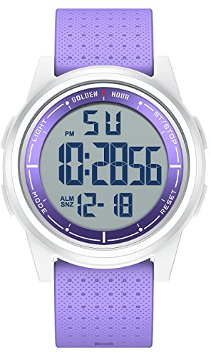 GOLDEN HOUR Sport-Armbanduhr, ultradünn, minimalistisch, wasserdicht, digital, mit Weitwinkel-Display, Gummiband, für Herren und Damen