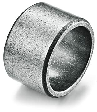 Beydodo Edelstahl Herren Ring Freundschaft, Männer Ringe Breit 15MM Matt Bandring Partnerring Vintage Silber Ring Personalisiert Größe 65 (20.7)