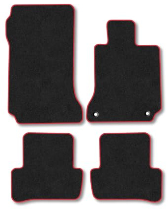 Mercedes C-Class (2008-2014) [Saloon, Estate, Automatic] Carpet Car Mats | Red Edge Trim Tailored Fit Floor Mats Full Coverage Protection Accessories Easy Clean Anti Slip Made in the UK