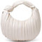 NIUEIMEE ZHOU Kleine geknotete Handtaschen für Damen, weiches PU-Leder, Umhängetasche, Knödeltasche, Clutch, Geldbörse, gerüschte Tasche, Weiss/opulenter Garten, Elegant