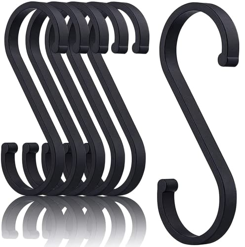 PEPAXON S-Haken Metallhaken für Küche Aluminium Haken für das Badezimme Küche Haken für Utensilien Hängeleiste Küchenhalter Hängeleiste Schwarz (Schwarz-20 Stück)