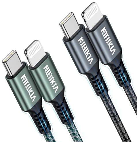 NIBIKIA USB C Lightning Kabel [2 Stück 2M] iPhone Ladekabel USB C MFi Zertifiziert Power Delivery Nylon Typ C to Lightning Schnellladekabel für iPhone 14 13 12 11 Pro/Pro Max, X/XS/XR /8 Plus
