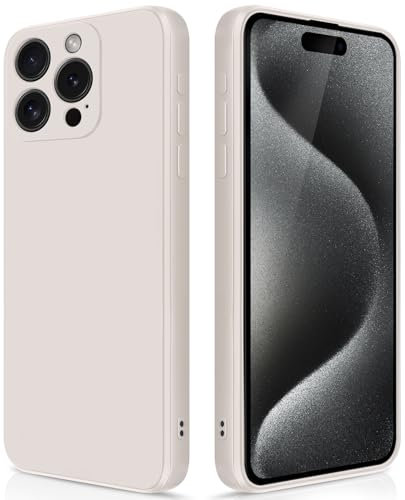 GiiYoon Case Compatible with iPhone 15 Pro Max, Silky-Soft Touch Full-Body Protective Phone Silicone Case, Shockproof Cover with Microfiber Lining, off white