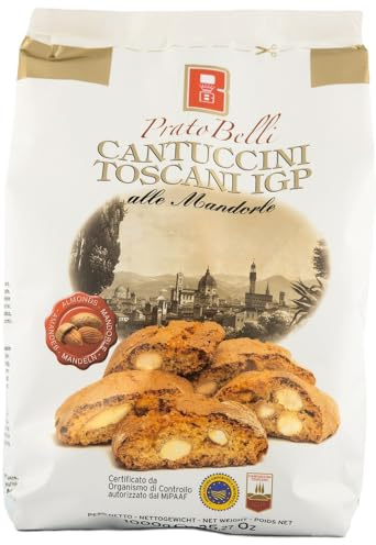 Belli - Almond Cantuccini Biscotti (1Kg) | Italian Gourmet Biscuits | Baked in Italy | Artisan Cantuccini Cookies From Tuscany | Made with 20% Almonds | Delicate flavour & light crunch