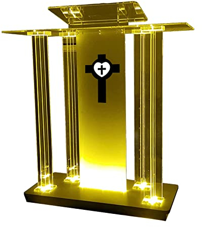 Kirchenkanzel, beleuchtetes Acryl-Podium, Empfangstheke, Empfangsstuhl, Rednerpulte, Konferenztisch mit Rollen, tragbarer Podiumsständer
