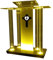Kirchenkanzel, beleuchtetes Acryl-Podium, Empfangstheke, Empfangsstuhl, Rednerpulte, Konferenztisch mit Rollen, tragbarer Podiumsständer