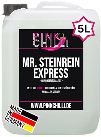 Pink Chilli 5l effizienter Terrassenfliesen & Fugen-Reiniger - intensiver Steinbodenreiniger - Balkon Bodenfliesenreiniger - Grundreiniger für Pflastersteine gegen Flechten, Algen & Grünbelag