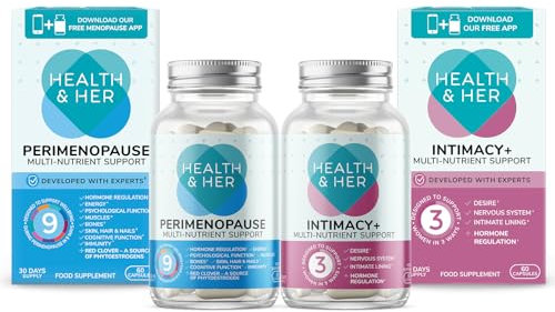 Health & Her Perimenopause Tablets for Women - Daily Support and Intimacy Bundle - Supplements to Support Daily & Intimacy Wellbeing During Perimenopause - Vegan - 1 Month Supply (Bundle)