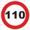 Autocollant Sticker Limitation de Vitesse Autocars Cercle Rouge - Tracteur Poids Lourds Disque limitation Vitesse Camion 110 KM/H adhésif - 15 cm Diamètre