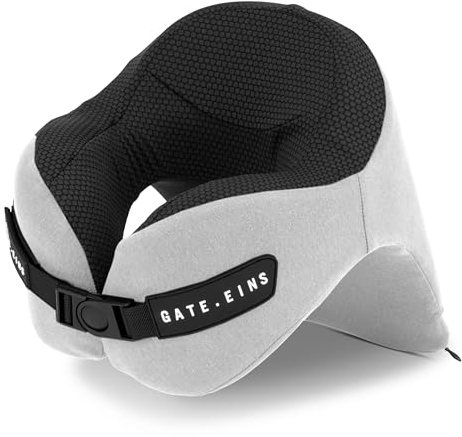 GATE.EINS® Rome Nackenkissen Flugzeug [orthopädisch] Memory Foam steingrau | Reisekissen Flugzeug Kissen | Nackenhörnchen Erwachsene | Nackenkissen Reise | Reise Nackenkissen Kinder | Travel Pillow