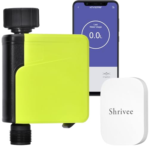 Shrivee Ordenador de riego, Temporizador Inteligente de riego automático, Temporizador de Agua WiFi para aspersor de césped, con aplicación y Control del Consumo de Agua, para jardín