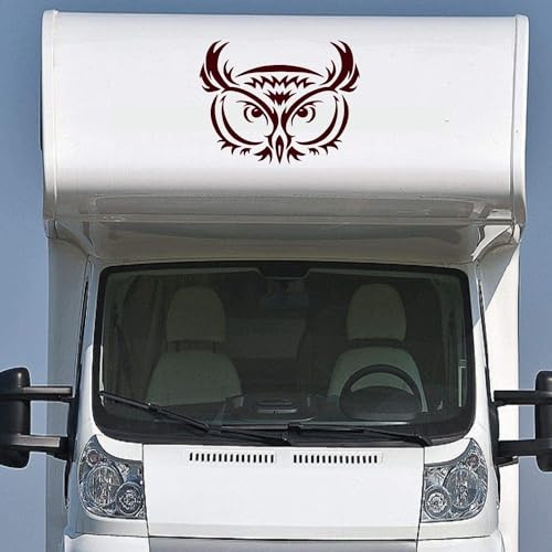 Rakelfix Wohnmobil Wohnwagen Aufkleber Schöner Eulenkopf Eule Kauz Uhu Typ1 ca 50cm breit Sticker Autoaufkleber