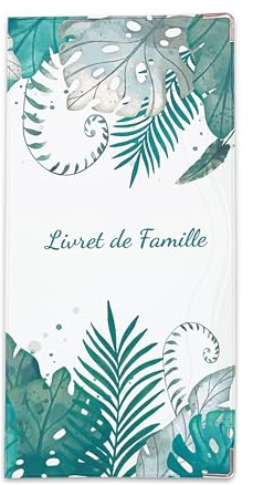 Nemau - Étui Livret de Famille -Format Français – Housse en Gomme Expansée Souple & Résistante – Protège-Livret Imperméable – Fabrication Française - Modèle Feuillage Aquarelle