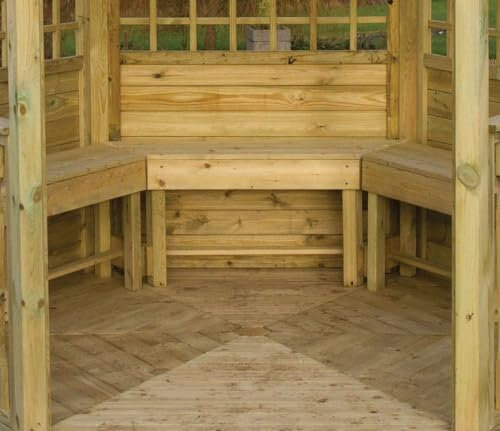 Parcel in the Attic Garden Outdoor Wooden Hexagonal Gazebo Shelter in Pressure Treated Solid Wood - 10 year warranty against Rot (Bench set (ONLY))