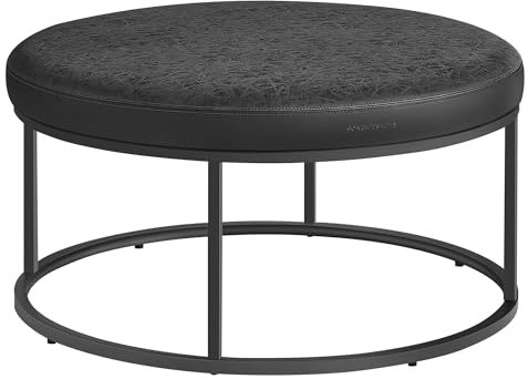 SONGMICS HOME LUIZ Kollektion - Couchtisch rund, Wohnzimmertisch, Oberteil wendbar, Beistelltisch, Sitzhocker, Stahlrahmen bis 300 kg belastbar, für Wohnzimmer, tintenschwarz LOM078B01