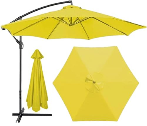HonunGron Auvent De Remplacement pour Parasol 2m/2,7m/3m, 6 Baleines/8 Baleines Toile De Parasol Déporté Remplacement pour Cour,Jardin,Plage,Polyester Anti UV 50+ (3M 8-Ribs,Jaune)