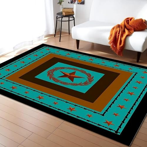 3D Teppichkinder Kinder Schlafzimmer Bereich Teppiche Türkiser Stern-Weizenkranz Gedruckt Weiche Anti-Rutsch Rutsche Matte for Wohnzimmer Dekoration 200 X 300 cm - Leicht Zu Reinigen -8B4D5U5