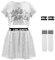 LOLANTA Tanzoutfits mit Pailletten für Mädchen, glitzernde Jazz Hip Hop Tanzkleidung, bauchfreie Oberteile mit Rock, Silber, 8-9 Jahre, 140