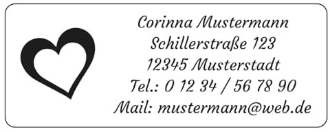 Adressaufkleber Etiketten Aufkleber, 240 Stück, individuell bedruckt mit Ihrem Wunschtext - Design Herz