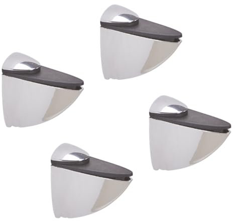 HOOZ 4x Regal-Halter Glasbodenträger verchromt - Stabile Regalhalterung für Glas- und Holzböden - inkl. Montagematerial - Wandkonsole aus Metall - Regalträger in verschiedenen Größen (M)