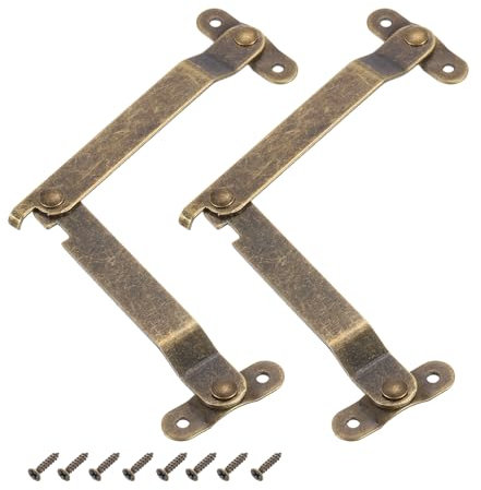 QUARKZMAN 2 Piezas Bisagras de Soporte Plegables para Tapa, Bisagras Giratorias de 180 Grados de Hierro, Bisagras de Estancia para Armario Cajas de Madera, Mediano
