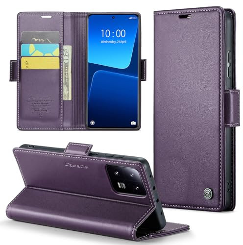 Phernykas Coque pour Xiaomi 13 Pro Étui Portefeuille Wallet Cover en Cuir PU avec Cartes Magnétique et RFID Protection Antivol Folio Housse Xiaomi 13 Pro Case, Violet