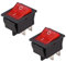 LOLPALONE 2 x Rotlicht beleuchteter 4-poliger DPST-Wippschalter, Ein-/Aus-Schalter, 16 A, 20 A, 250 V Wechselstrom