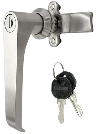 Garage Door Lock, Mechanical Door Lock Electric Box Cabinet Stainless Steel Turnbuckle Door Handle with Lock L Type Handle Lock
