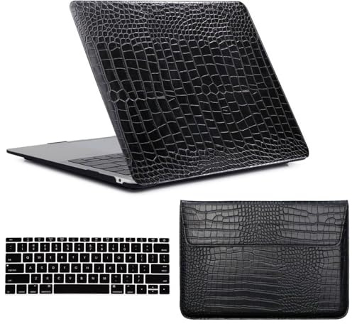 FFBOFFC Estuche Compatible con MacBook Pro 15 Pulgadas Modelo A1398 con Pantalla Retina 2015 2014 2013 2012 Versión, Plástico Carcasa Protección Funda & Bolsa & Teclado Cubierta, Negro Puro