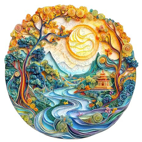 Individz Holzpuzzle für Erwachsene, Einzigartige Tierförmige Farbige Papierlandschaft Wooden Puzzle, Geburtstagsgeschenk Weihnachtsgeschenke für Familie Freunde (L-34*34cm-300 Stück)