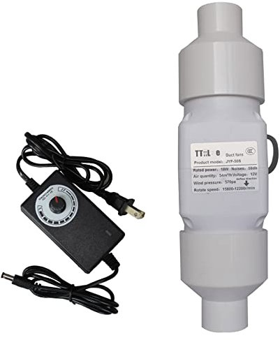 Quiet 2” 18W Inline Duct Fan with Adjustable Speed and PVC Duct Interface 32 CFM Air Circulation Vent Blower for Attic Kitchen and Bathroom Ultra Silent Operation Energy Efficient Easy Insta