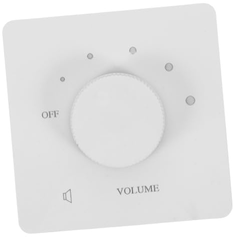 Homoyoyo In-wall Volume Control Switch Panel with 5-level Adjustable Speaker Volume Knob and Passive Sound Control for Home Audio Systems, White 86-type Embedded Tone Adjustment Unit