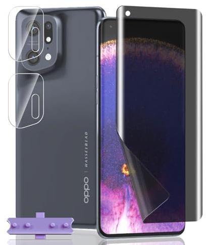 Jaavkkma 1 Pièce Protection Écran Anti Espion Flexible pour OPPO Find X5 Pro + 2 Pièces Verre Trempé Protecteur Caméra, Anti-Spy, Protège Écran pour OPPO Find X5 Pro - Privacy Souple TPU Film