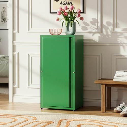 [en.casa] Armadio a Colonna in Metallo Armadietto da Ufficio con 1 Anta e 2 Ripiani Regolabili in Altezza Mobile in Acciaio per Archivio 88 x 40 x 35 cm - Verde Mela