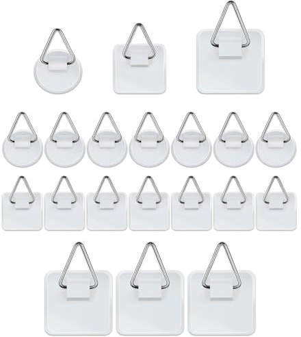 Plate Hangers for Walls 20 Pcs | Self-Adhesive Plate Hangers for Walls, No-Drill, Reusable for Pictures, Canvas, Mirrors